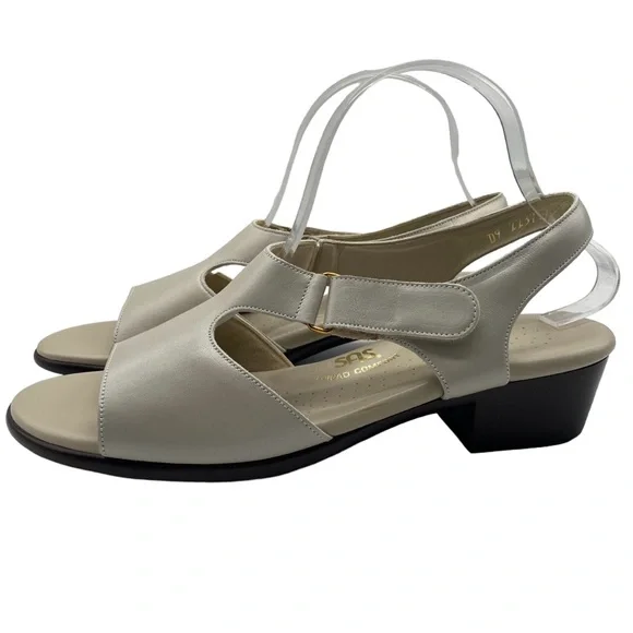 SAS Womens Shoes Suntimer Sandals Sz 10 Slim Ivory White Leather Heeled Comfort - Picture 12 of 12
